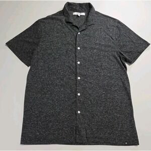 Joe's Jeans Shirt Mens Large Gray Night Sky Linen Short Sleeve Button Up